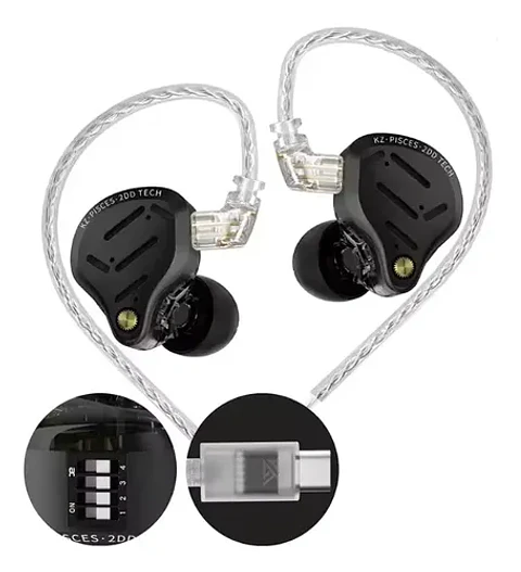 Audífonos KZ Pisces Hifi Dual Driver Switches | Cable USB-C
