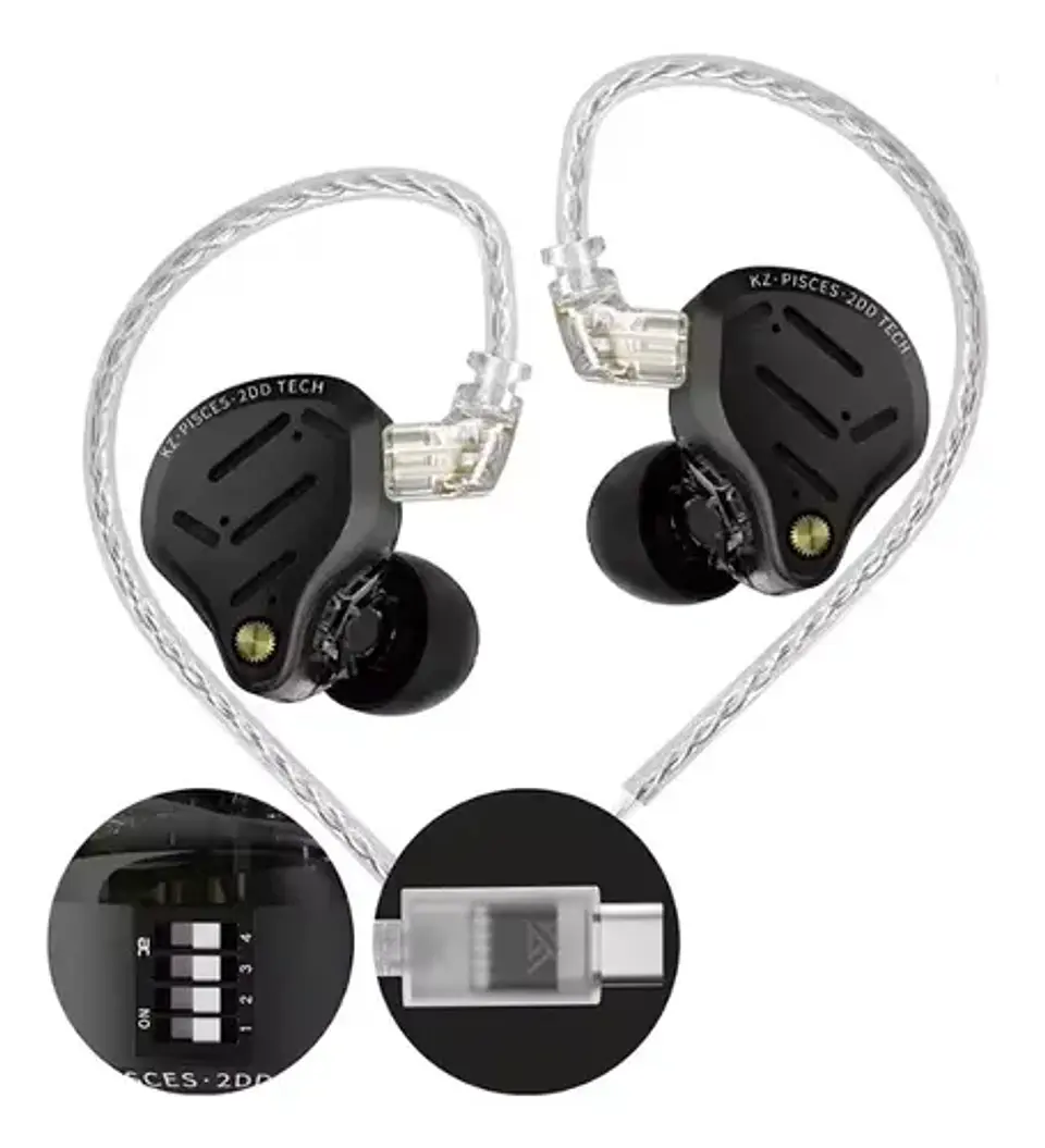 Audífonos KZ Pisces Hifi Dual Driver Switches | Cable USB-C 1