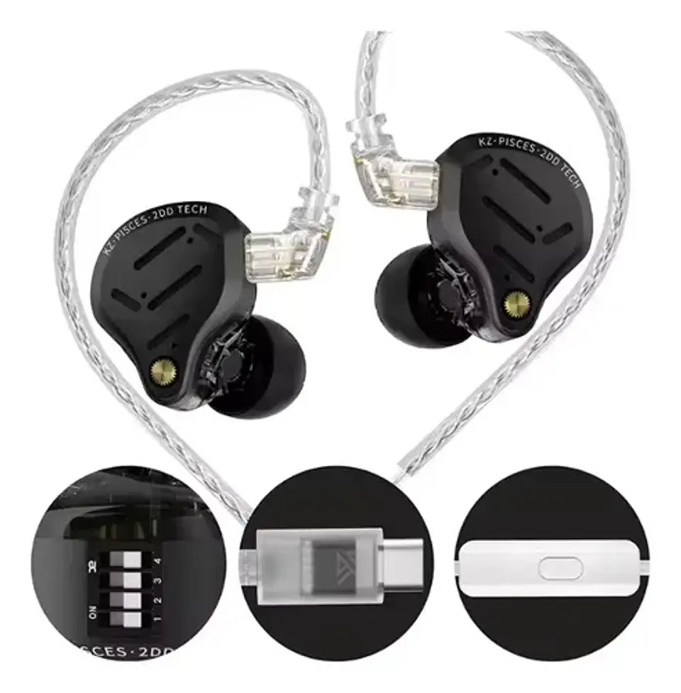 Audífonos KZ Pisces Hifi Dual Driver Switches | Cable USB-C 9