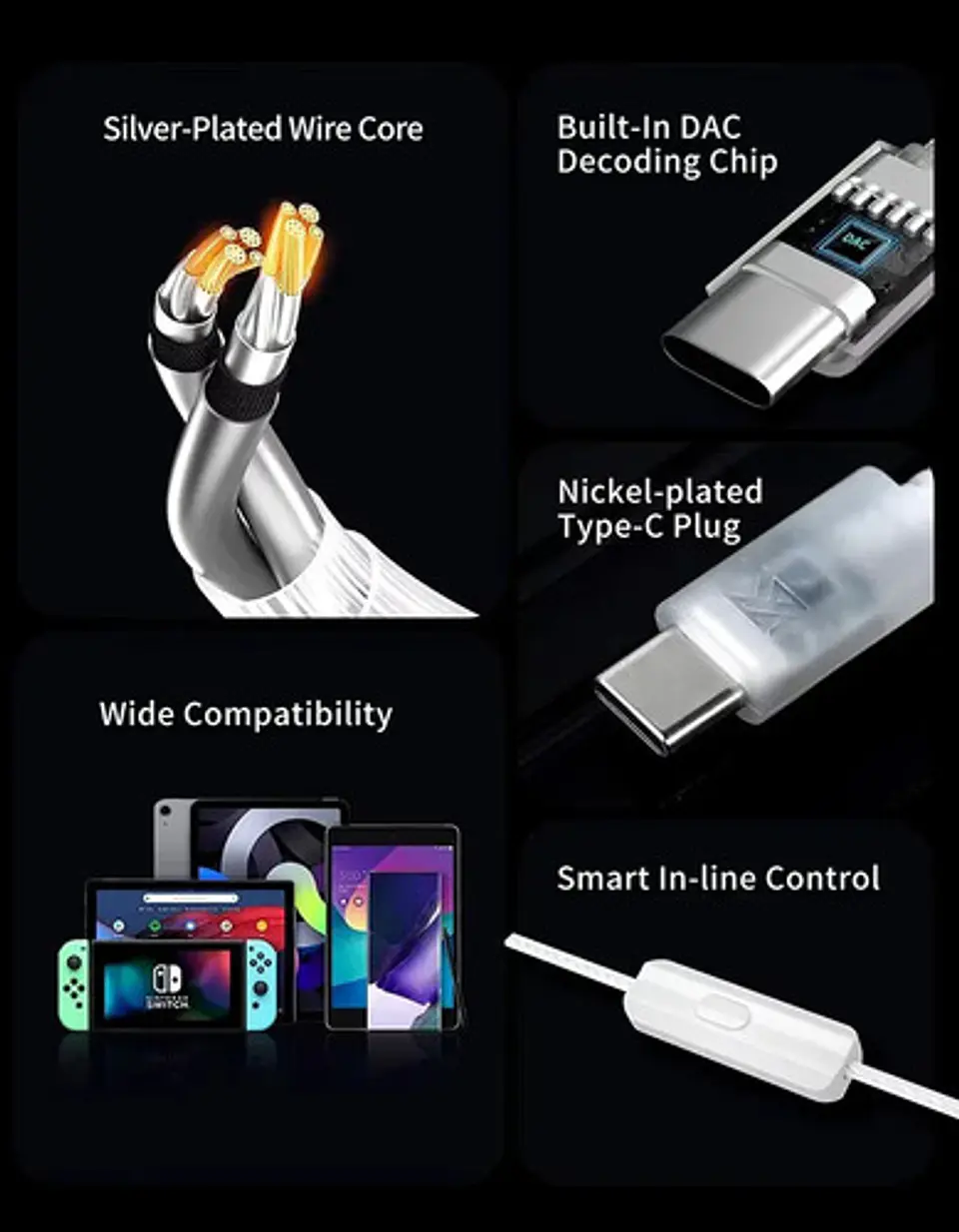Cable KZ DAC USB Tipo C Con O Sin Micrófono | Inearstore 3