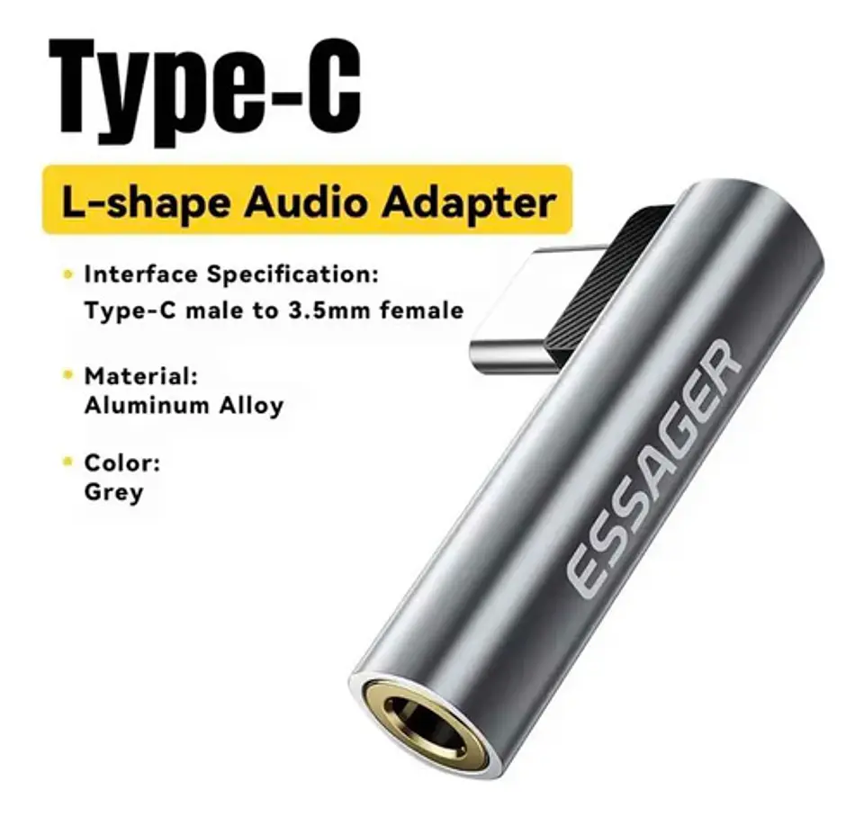Adaptador Horizontal Audífonos Essager Jack 3.5mm Usb-c o iPhone 2