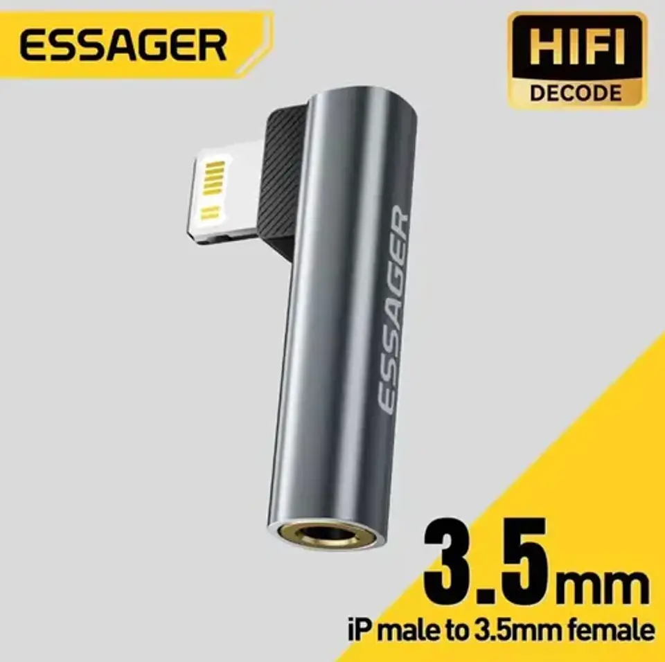 Adaptador Horizontal Audífonos Essager Jack 3.5mm Usb-c o iPhone 10