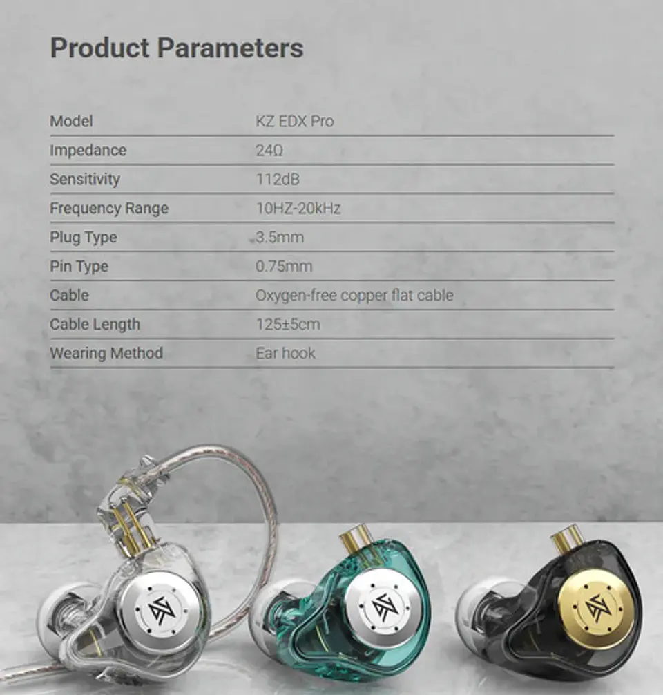 Audífonos KZ EDX Pro Hifi IEM Negro 1DD | Con Micrófono 8