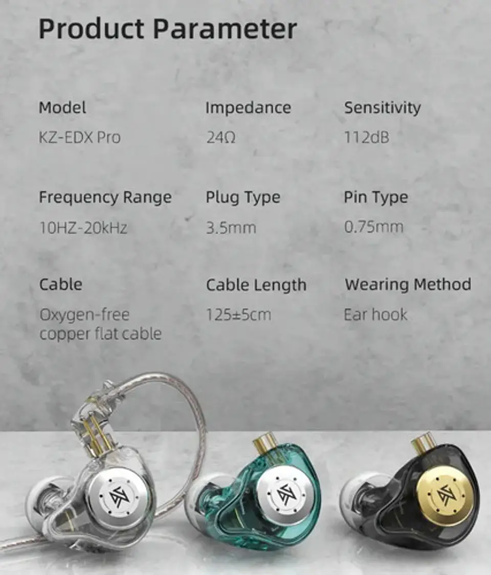 Audífonos KZ EDX Pro Hifi IEM Cyan 1DD | Sin Micrófono 10