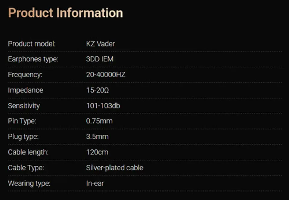Audífonos Kz Vader High Hifi Triple Driver | Jack 3.5mm  8