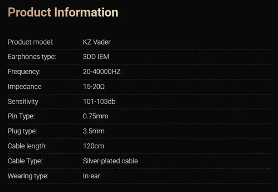 Audífonos Kz Vader High Hifi Triple Driver | Jack 3.5mm  16