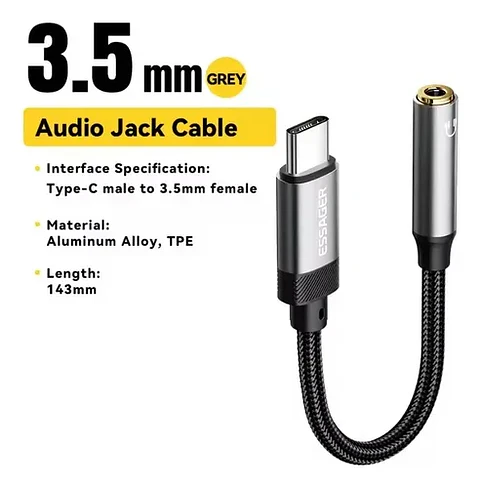 Adaptador Audífonos Essager Jack 3.5mm Usb-c o iPhone | Inearstore