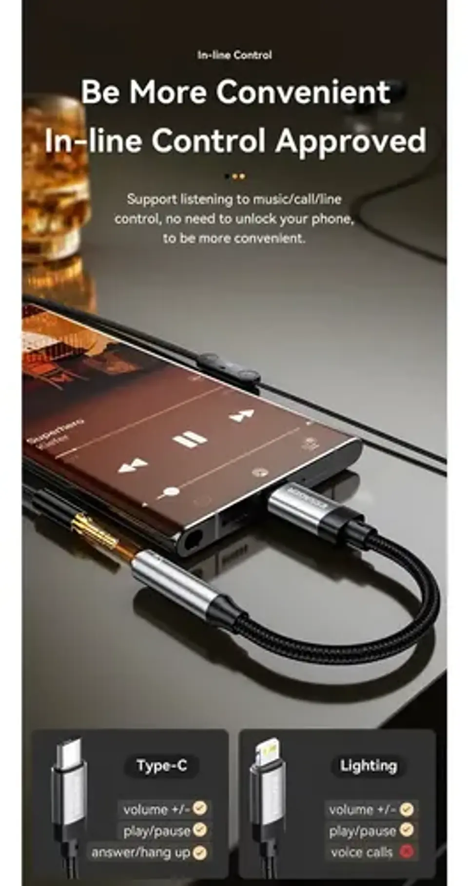 Adaptador Audífonos Essager Jack 3.5mm Usb-c o iPhone | Inearstore 7