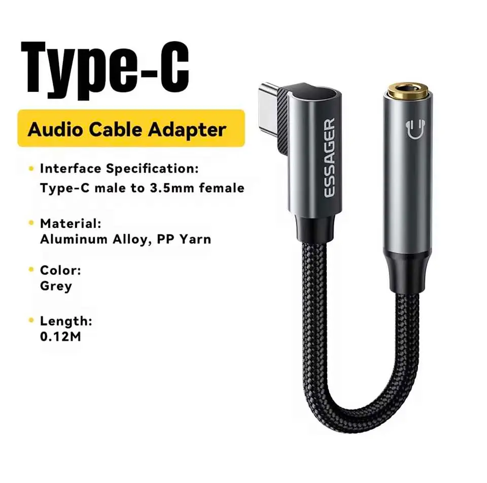 Cable Adaptador Horizontal Essager Jack 3.5mm Usb-c 6