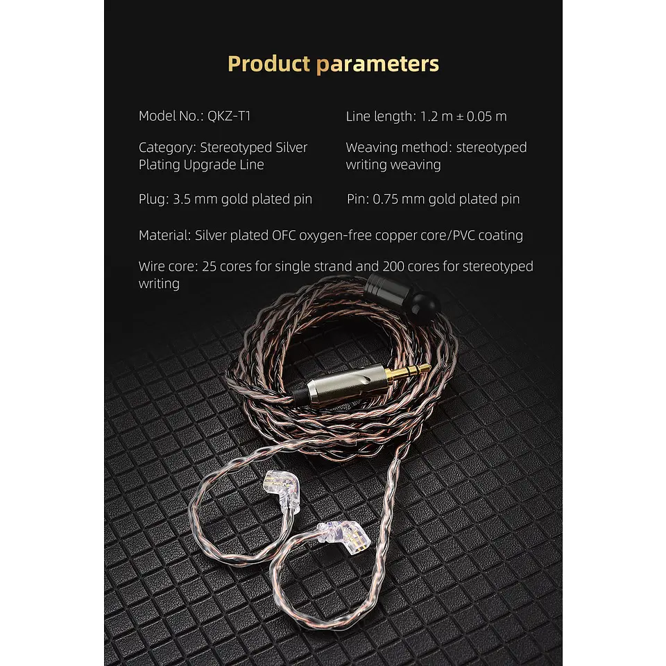 Cable Actualización QKZ T1 8 Hilos 200 Núcleos 3.5mm 5