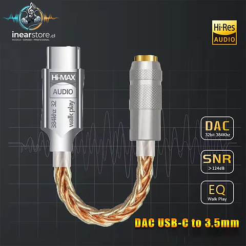 Adaptador Amplificador DAC USB-C a Jack 3.5mm Hi-Res Audio