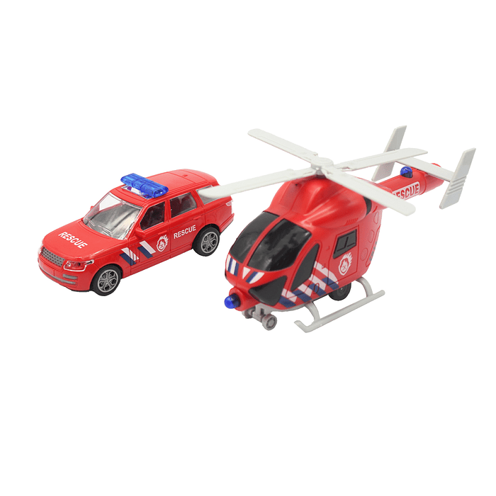 Set Camión Helicóptero Auto Rescate Sonido Fricción DGB1670 2