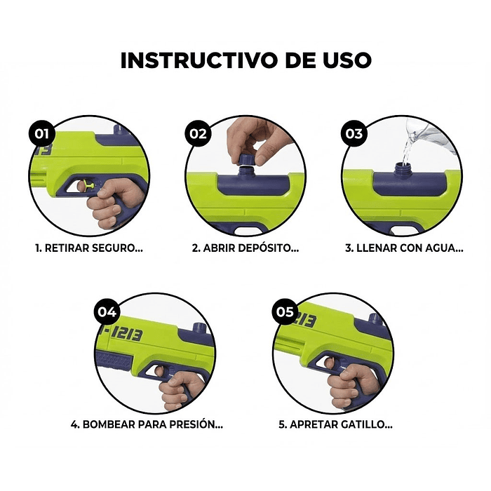 Juguete Pistola Lanza Agua Doble Chorro 400ml DBG1604G 5