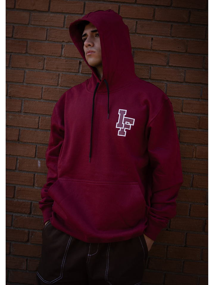 Polerón Urbano Burdeo con Capucha y Logo IF 1