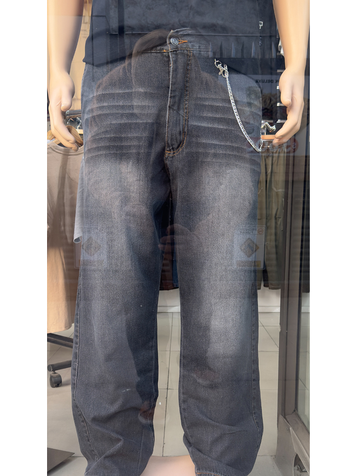 Jeans Semi-Baggy Negro Lavado 9.2oz – Infalible 3