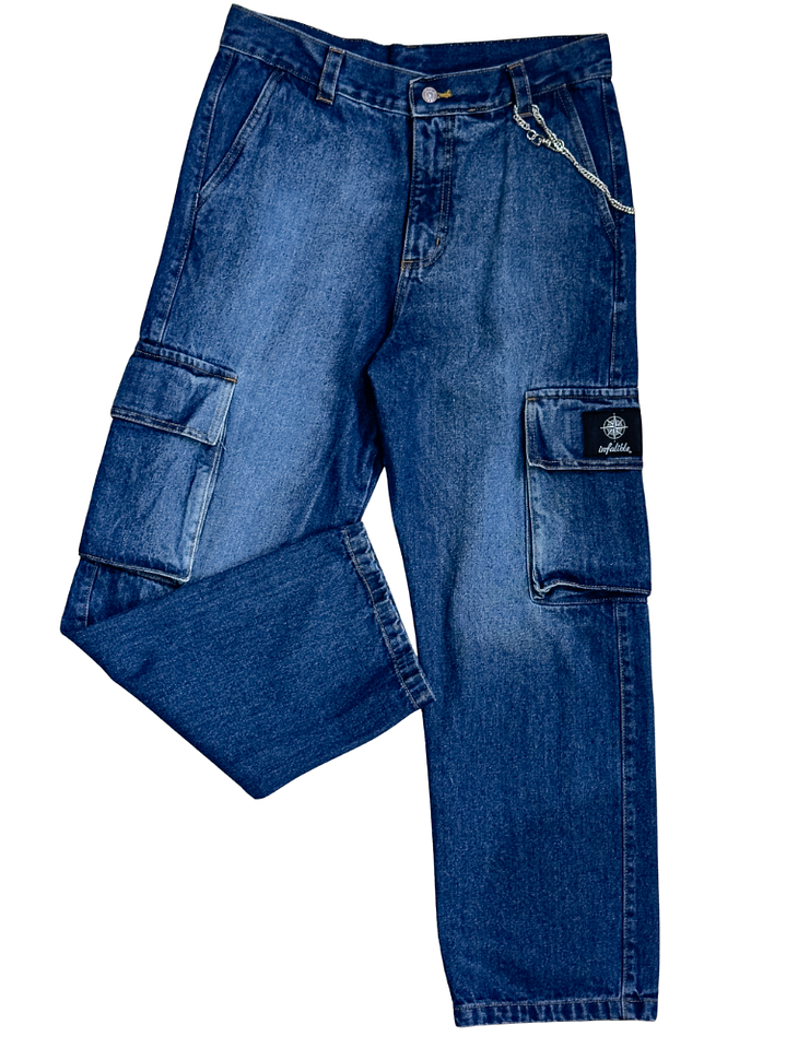 Jeans Cargo Urbano Azul 15oz en Denim Resistente – Infalible 1