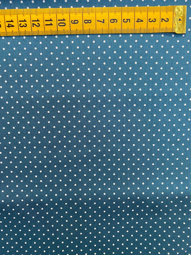 Tecido Azul Petróleo Com Pintinhas 1