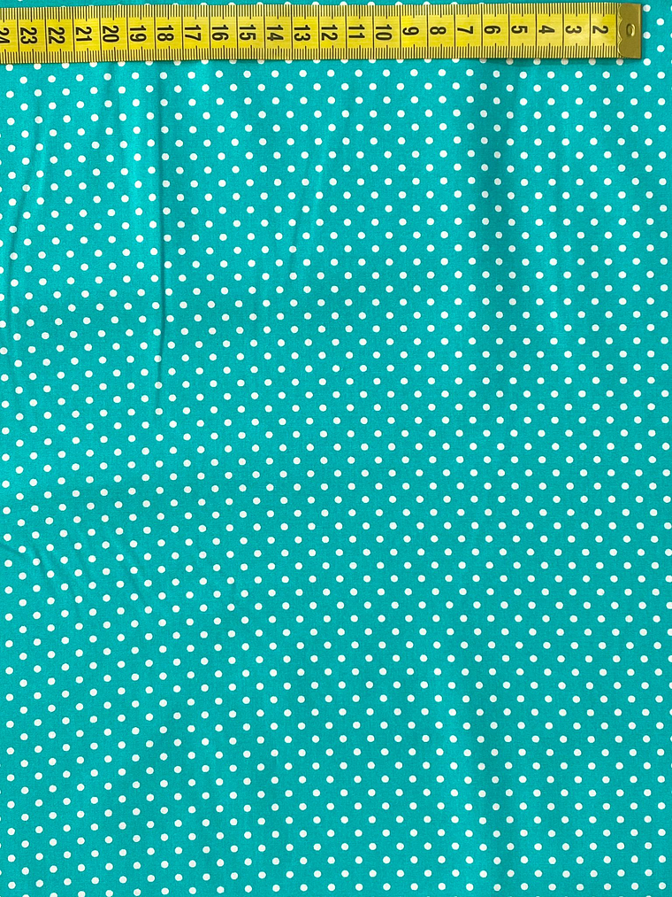 Tecido Azul Turquesa Com Bolinhas 1