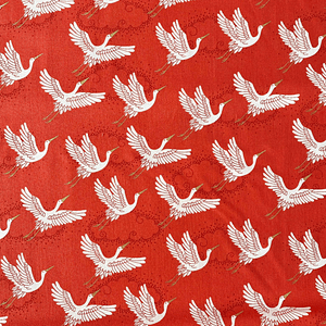 Tecido Vermelho Com Cegonhas 