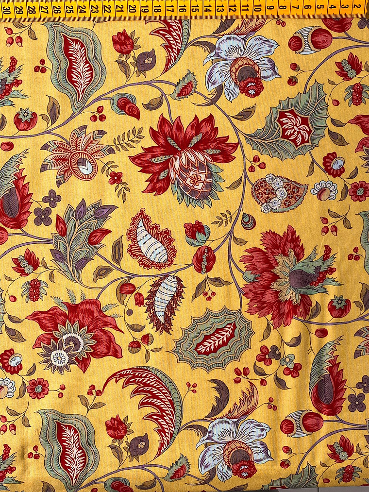 Tecido Amarelo Torrado Floral 1