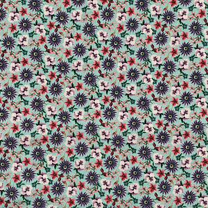 Tecido Com Fundo Azul Com Flores Roxas 