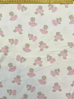Tecido De Ursinhos Com Pijama Rosa 