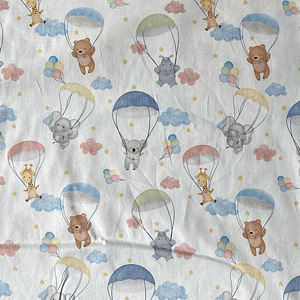 Tecido De Animais Da selva Com Balões 