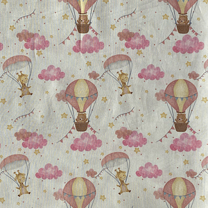 Tecido De Animais Com Nuvens 