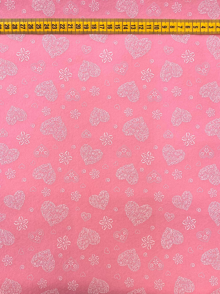 Feltro Rosa Com Corações  1