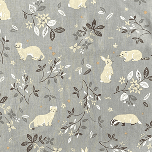 Tecido Com Animais Com Fundo Cinza