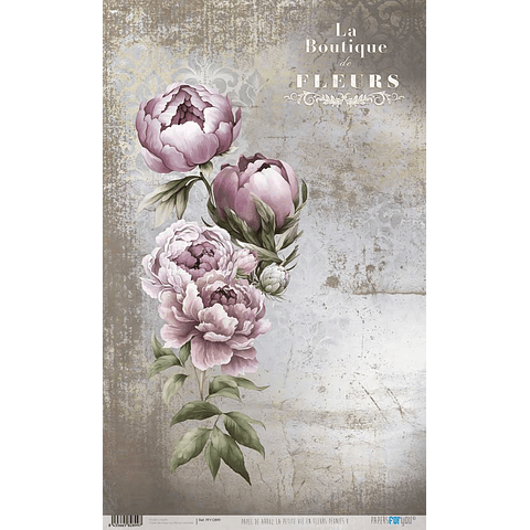 PAPEL ARROZ 54X33CM PETITE VIE EN FLEURS PEONIES 