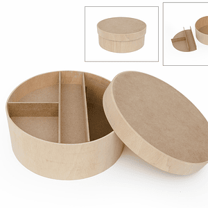 Caixa de Batizado de Madeira Redonda 