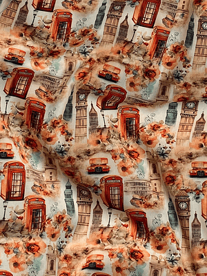 Tecido temático Londres vintage