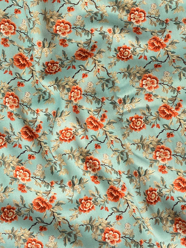 Tecido florido com fundo azul 1