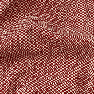 Tecido estampado geométrico vermelho com mini flores brancas