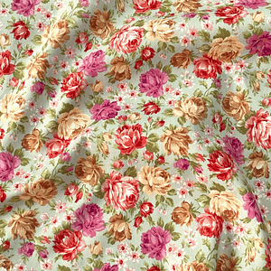 Tecido com rosas coloridas