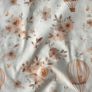 Tecido floral com balões de ar quente 