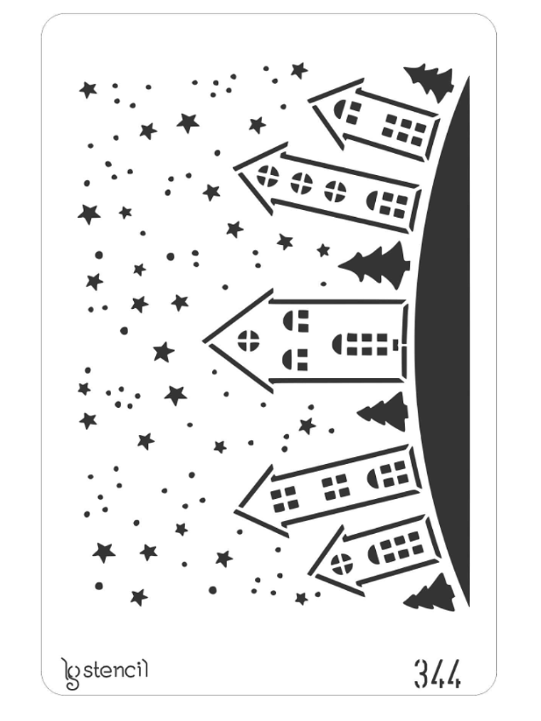 STENCIL 20X30CM CASAS COM ESTRELAS 1