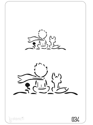 STENCIL 20X30CM MENINO E RAPOSA