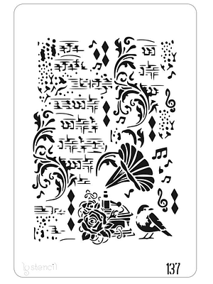 STENCIL 20X30CM MUSICA