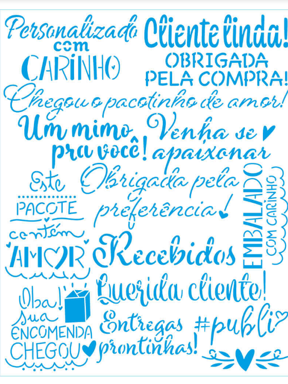 Stencil Retangular - Palavras Comércio / Vendas 1