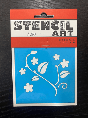 stencil com ramos e florzinhas 10x10