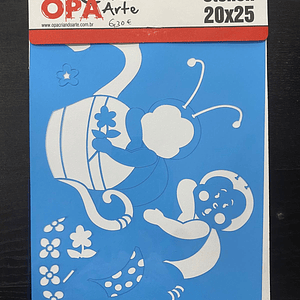stencil com regador e joaninha 20x25