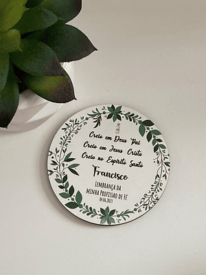 Placa de madeira com gravação UV 