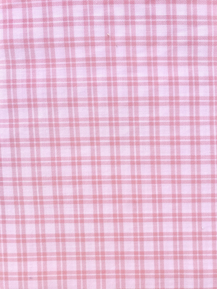 Tecido 100% algodão fustão branco e rosa com quadradinhos  1