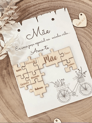 Placa de madeira com puzzle personalizada 