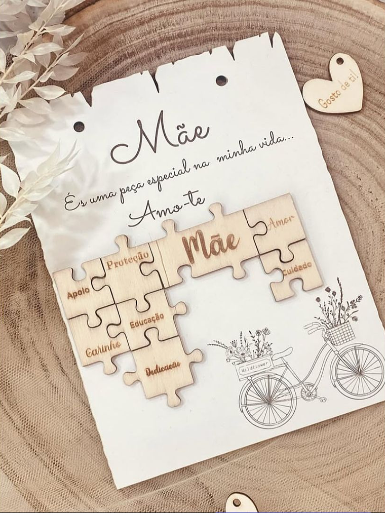 Placa de madeira com puzzle personalizada  1