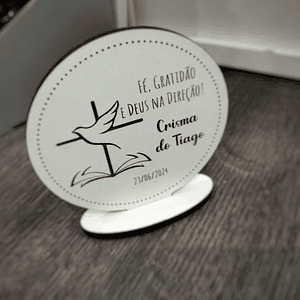 Plaquinha com base batizado crisma 