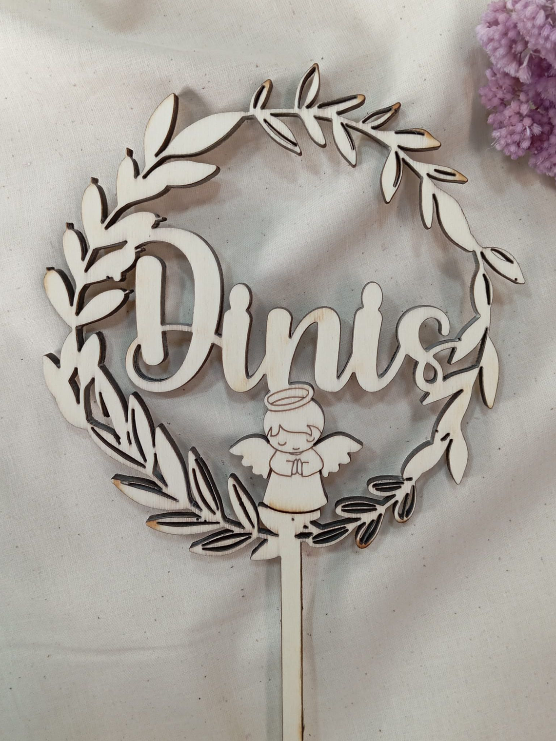 Topo de bolo com ramagens em circulo 1