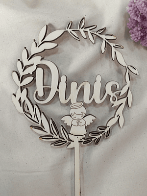 Topo de bolo com ramagens em circulo